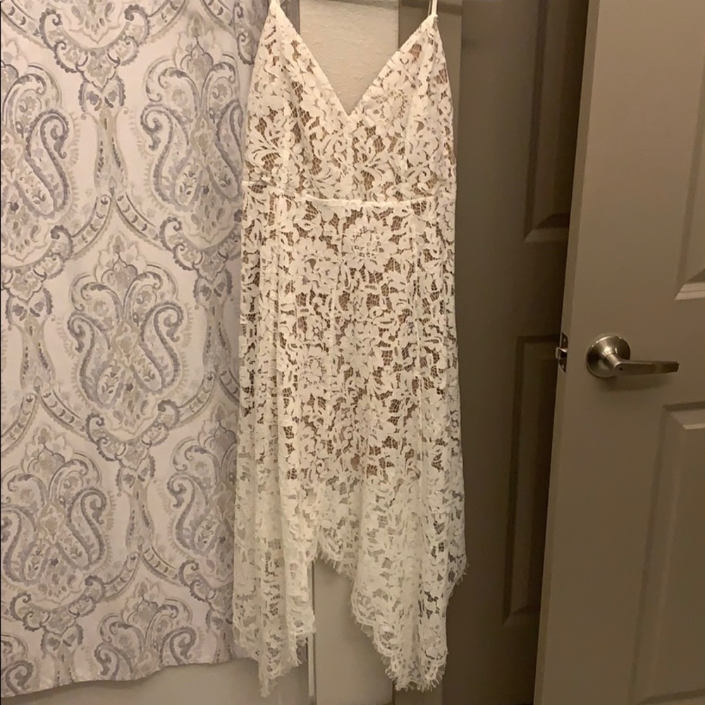 White high low lace dress